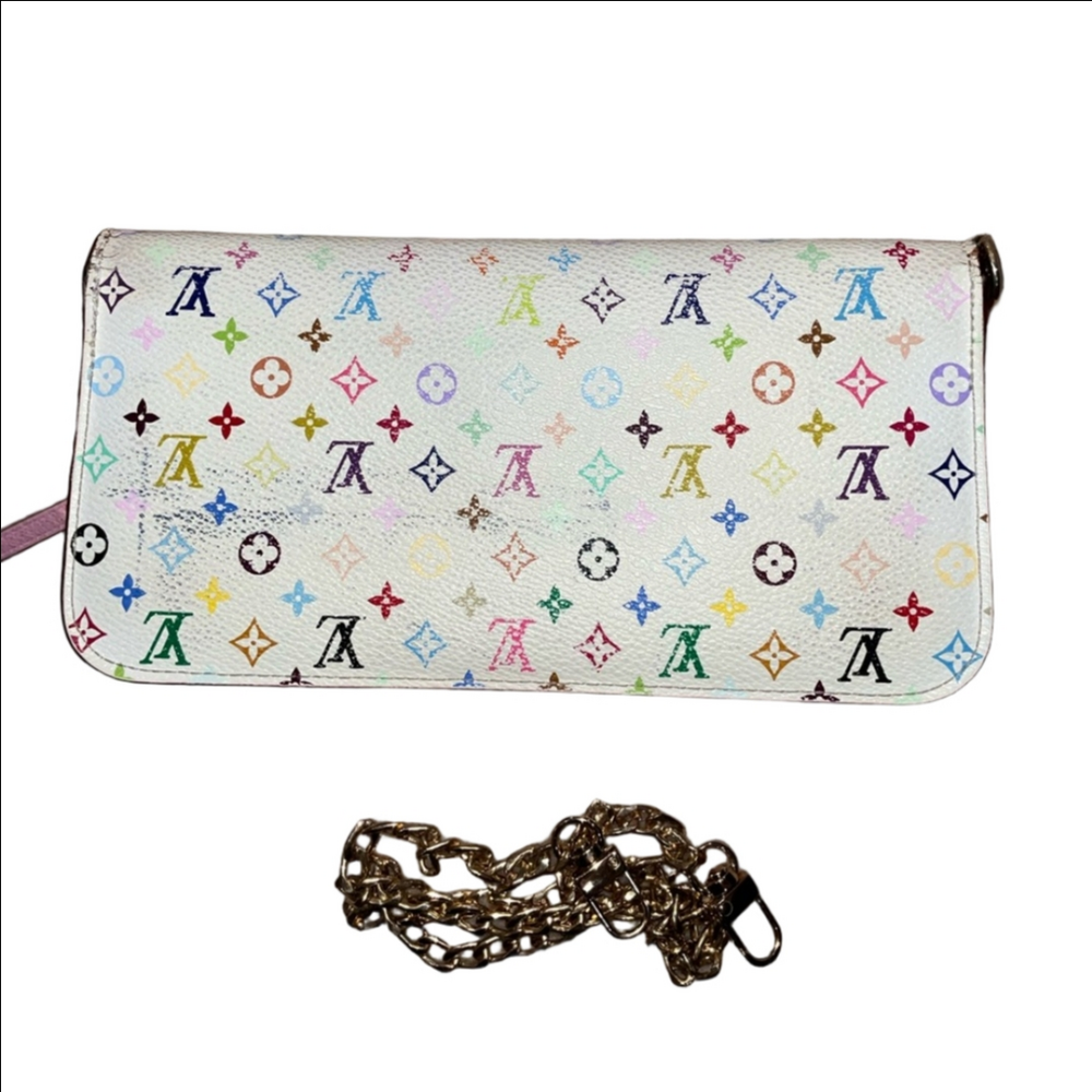 Louis Vuitton White Monogram Multicolor Litchi Insolite Wallet. - Picture 1 of 17